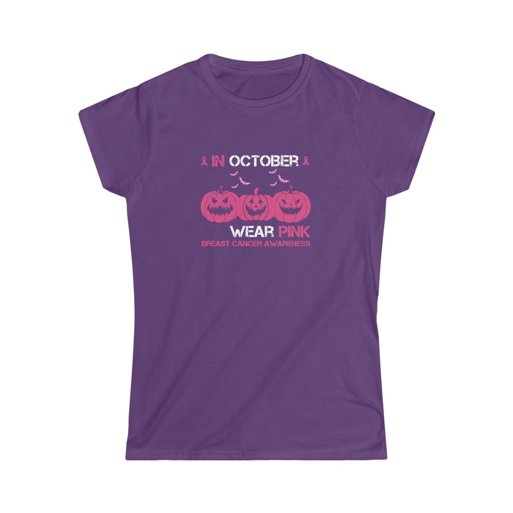 In October We Wear Pink | Breast Cancer Awareness | Pink Pumpkins | Women's Tee