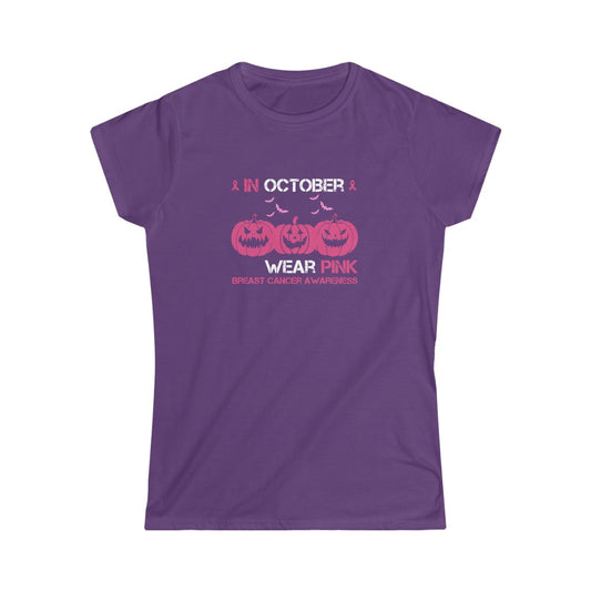 In October We Wear Pink | Breast Cancer Awareness | Pink Pumpkins | Women's Tee