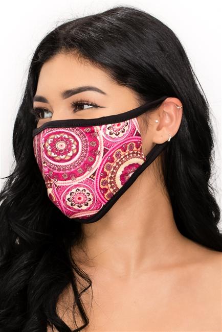 FASHION MASK 101-WP-medallion wallpaper print double layer contoured